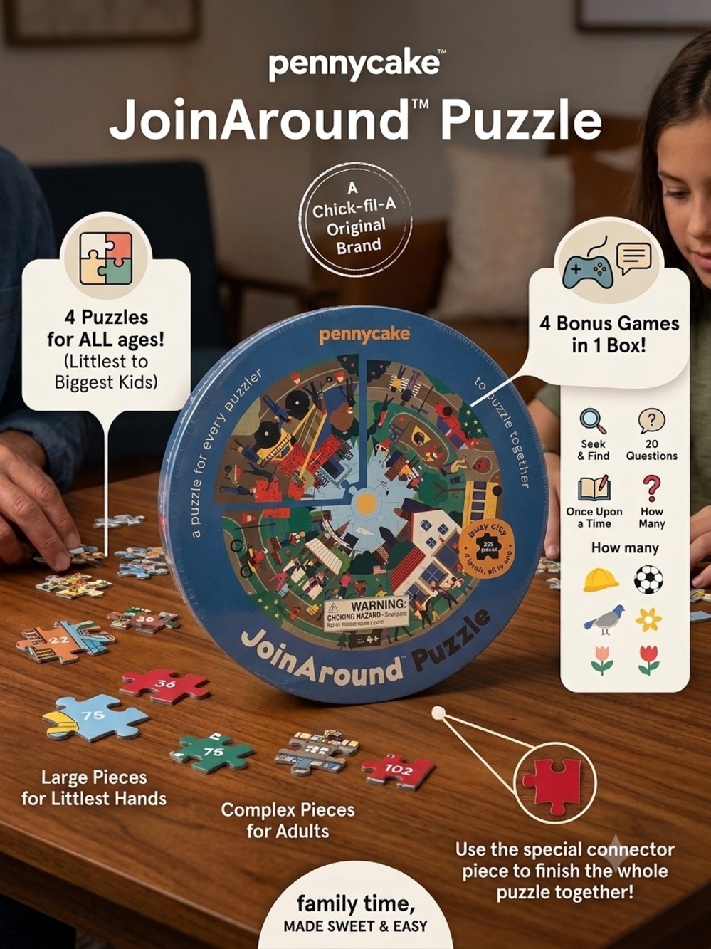 PENNYCAKE JOINAROUND PUZZLE Busy City 235pc Family Game New Sealed Box